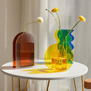 abstract round acrylic vibrant color table top vase pen holder
