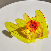 abstract round acrylic vibrant color table top vase pen holder