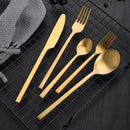 stainless steel matte mirror glaze finish gold cutlery set