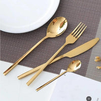 stainless steel matte mirror glaze finish gold cutlery set