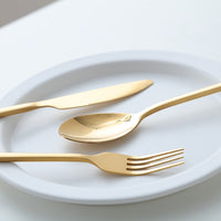 stainless steel matte mirror glaze finish gold cutlery set