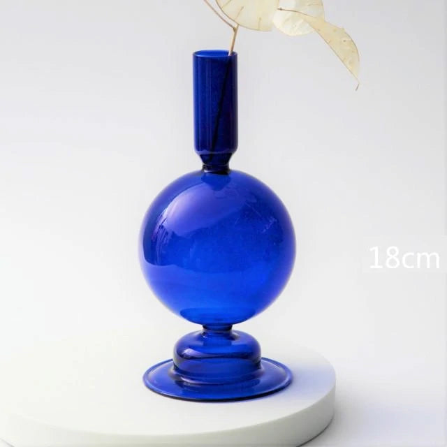 Cobalt Blown Glass Candle Holders-Letifly Lights and Decor
