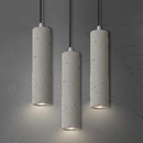 Concrete Pendant Light grey cement cylinder with brushed nickel canopy adjustable cord E27 LED included