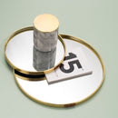 Decorative Accents Metal Glass Jewelry Display Plate Geometric Mirror Tray