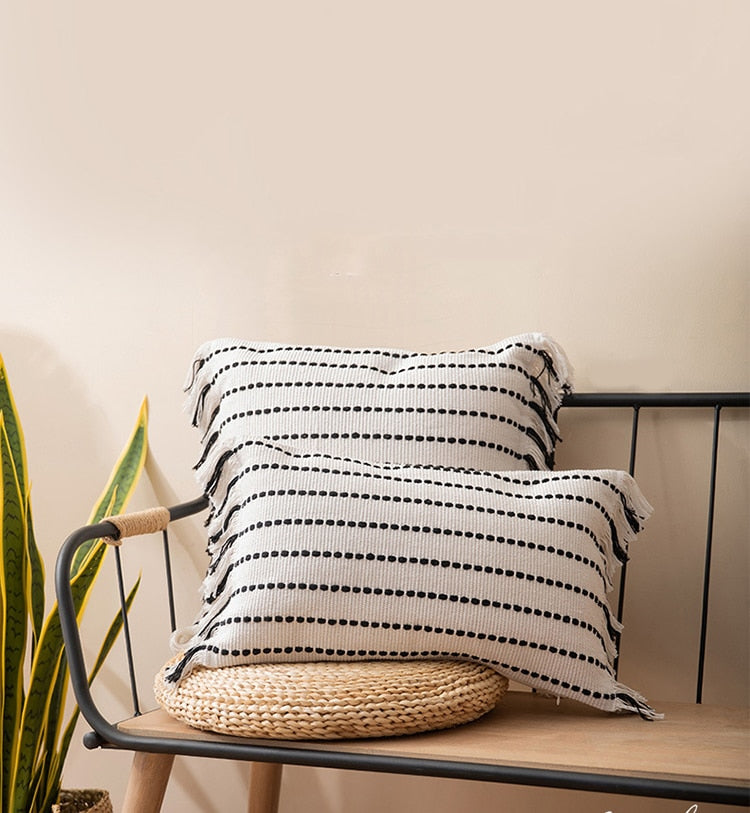 Contrast Stitch Cotton Pillow Cover-Letifly Lights and Decor