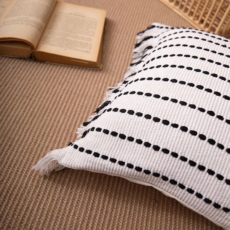 Contrast Stitch Cotton Pillow Cover-Letifly Lights and Decor