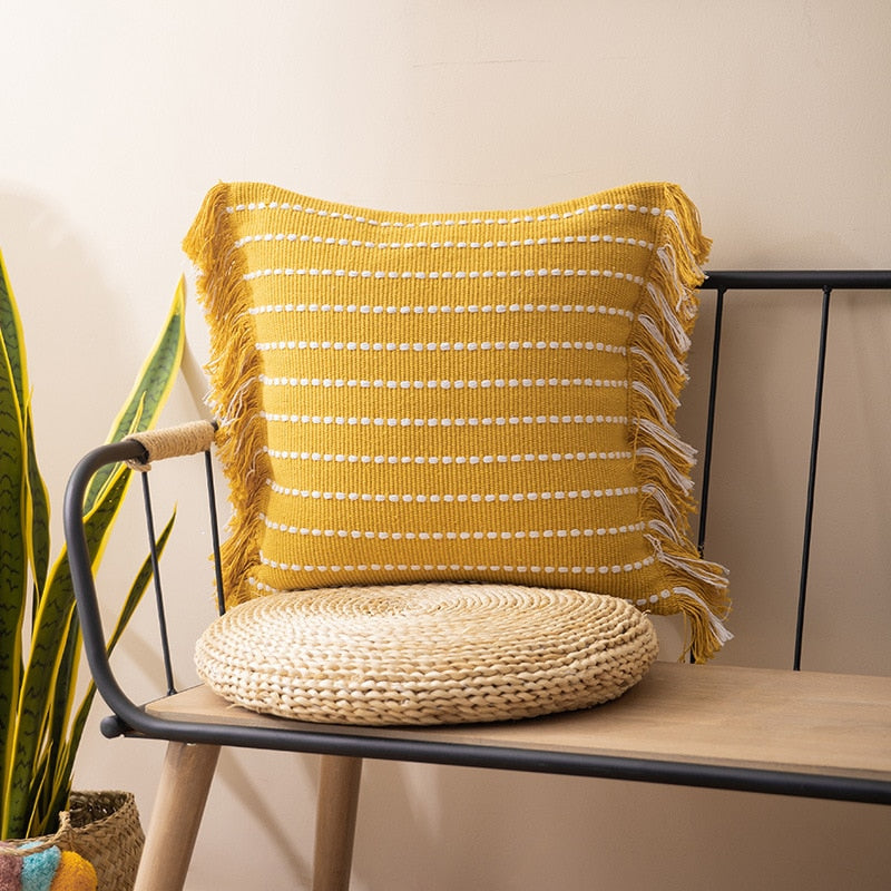 Contrast Stitch Cotton Pillow Cover-Letifly Lights and Decor