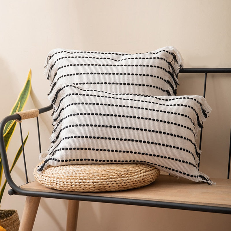 Contrast Stitch Cotton Pillow Cover-Letifly Lights and Decor