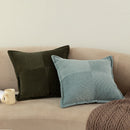 Square Blue Green Ribbed Pillowcase 