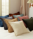 Square Red Blue Gray Ivory Camel Green Pink Ribbed Pillowcase 