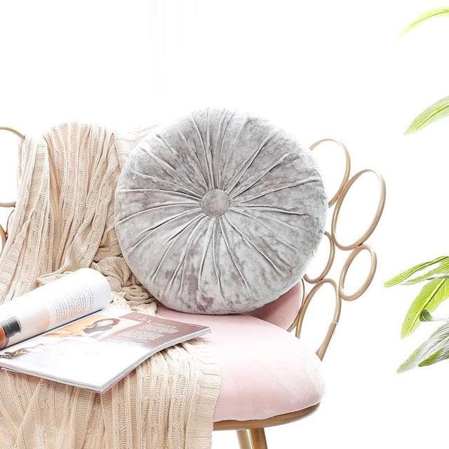 European Style Round Solid Seat Cushion Velvet Fabric Back Cushion Sofa Pillow Bed Pillow grey