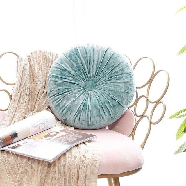 European Style Round Solid Seat Cushion Velvet Fabric Back Cushion Sofa Pillow Bed Pillow aqua