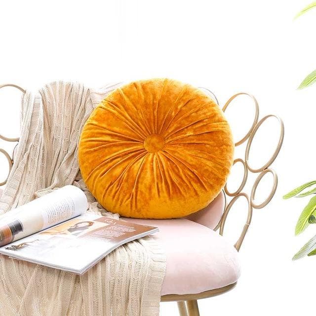 European Style Round Solid Seat Cushion Velvet Fabric Back Cushion Sofa Pillow Bed Pillow orange
