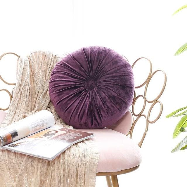 European Style Round Solid Seat Cushion Velvet Fabric Back Cushion Sofa Pillow Bed Pillow plum
