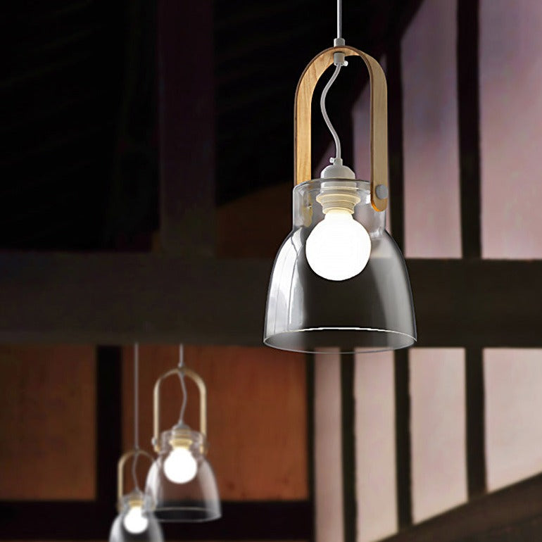 Crystal Castle Wood & Glass LED Pendant Lamp