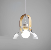 Iron Wood Glass LED Pendant Lamp