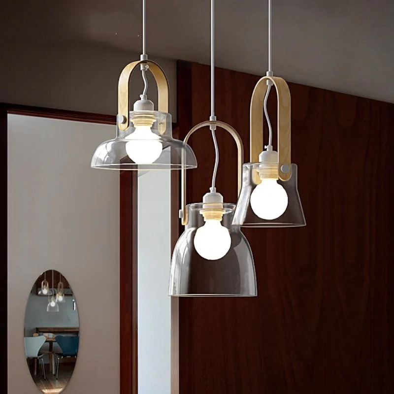 Crystal Castle Wood & Glass LED Pendant Lamp