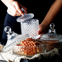 Crystal Glass Candy Jar Container textured transparent lead-free crystal in four styles and sizes Elizabeth and Charles small and large