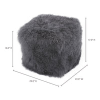Curly Lamb Fur Square Pouf-Letifly Lights and Decor