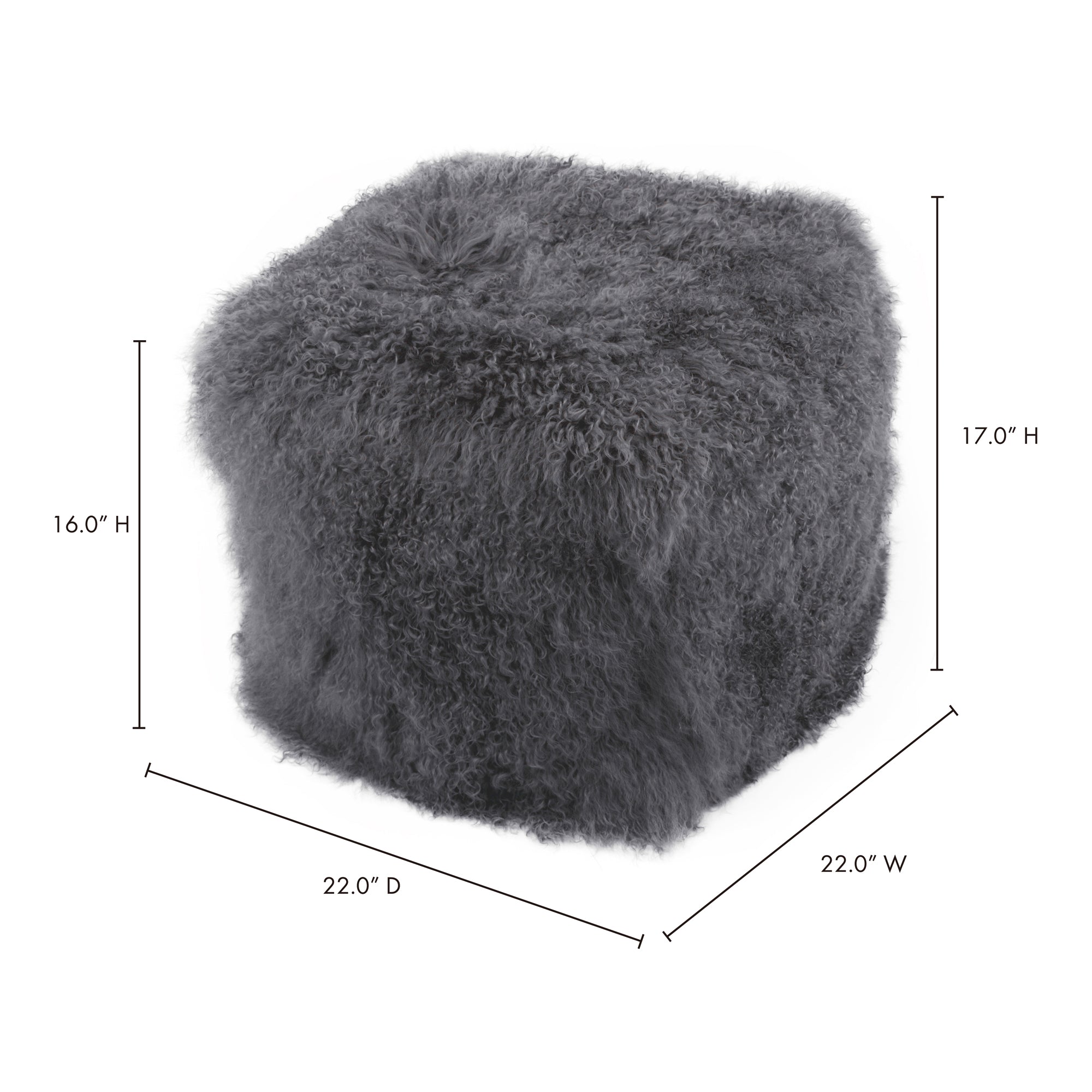 Curly Lamb Fur Square Pouf-Letifly Lights and Decor