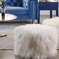 Curly Lamb Fur Square Pouf-Letifly Lights and Decor