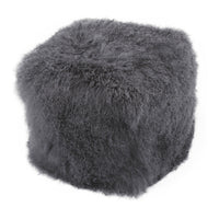 Curly Lamb Fur Square Pouf-Letifly Lights and Decor
