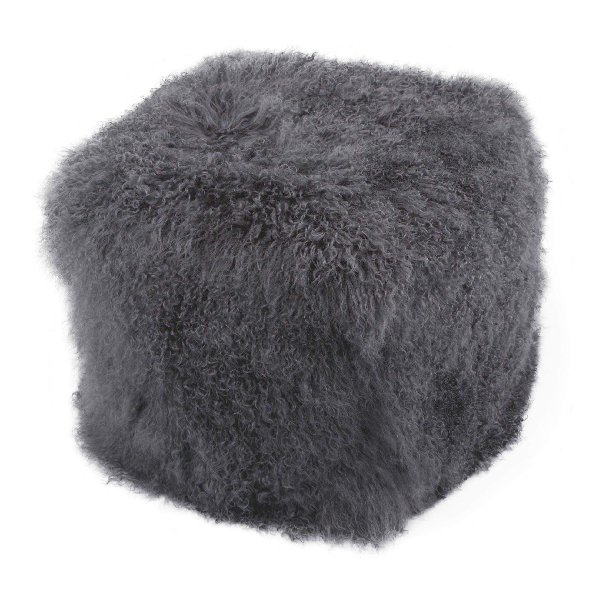 Curly Lamb Fur Square Pouf-Letifly Lights and Decor