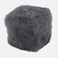 Curly Lamb Fur Square Pouf-Letifly Lights and Decor