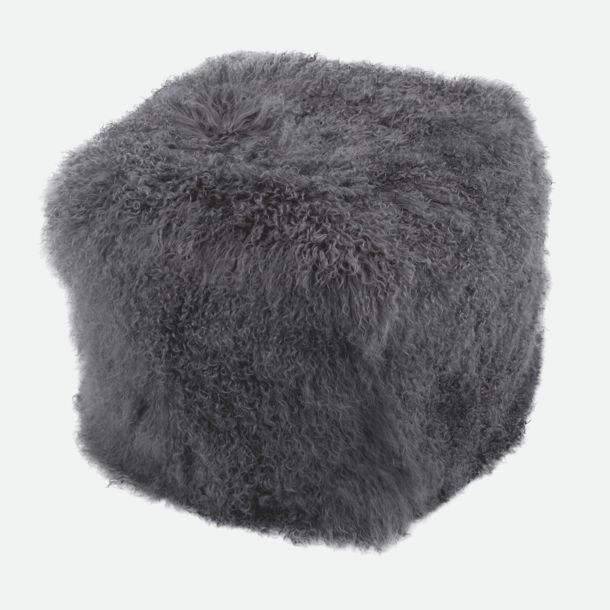 Curly Lamb Fur Square Pouf-Letifly Lights and Decor