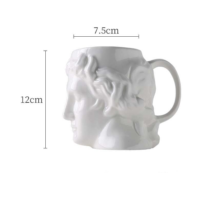 David's Head Ceramic Porcelain Mug-Letifly Lights and Decor