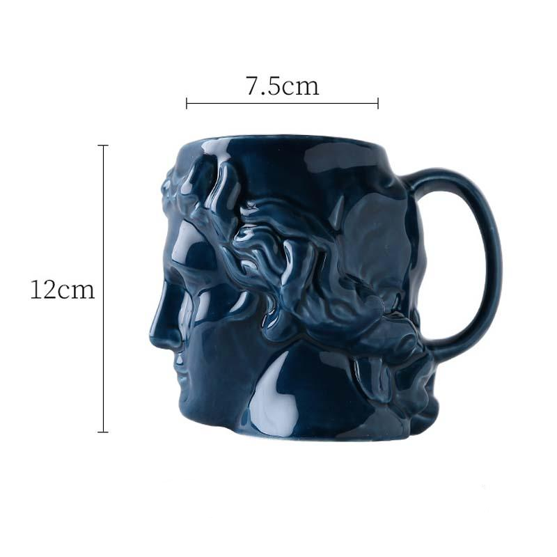 David's Head Ceramic Porcelain Mug-Letifly Lights and Decor