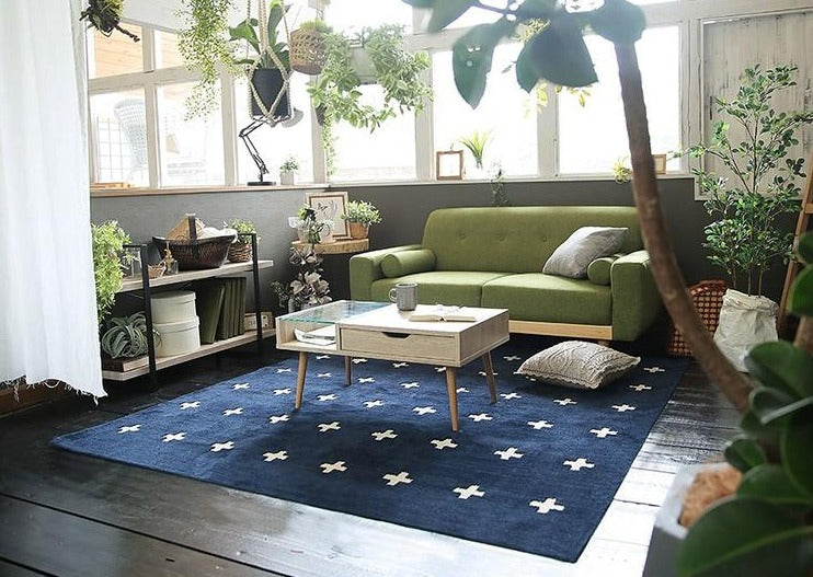 Rectangle Blue cross Floor mat