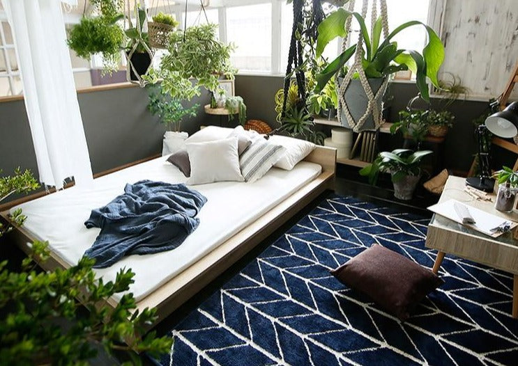 Rectangle Blue Herringbone Floor mat