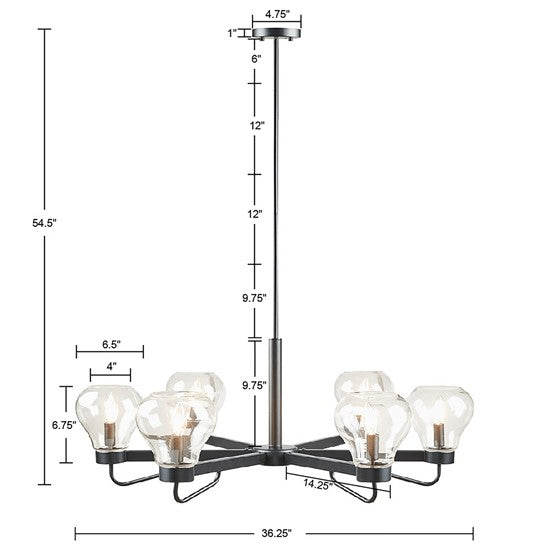 Devon Modern Chandelier with Bowl Shaped Shades-Letifly Lights and Decor