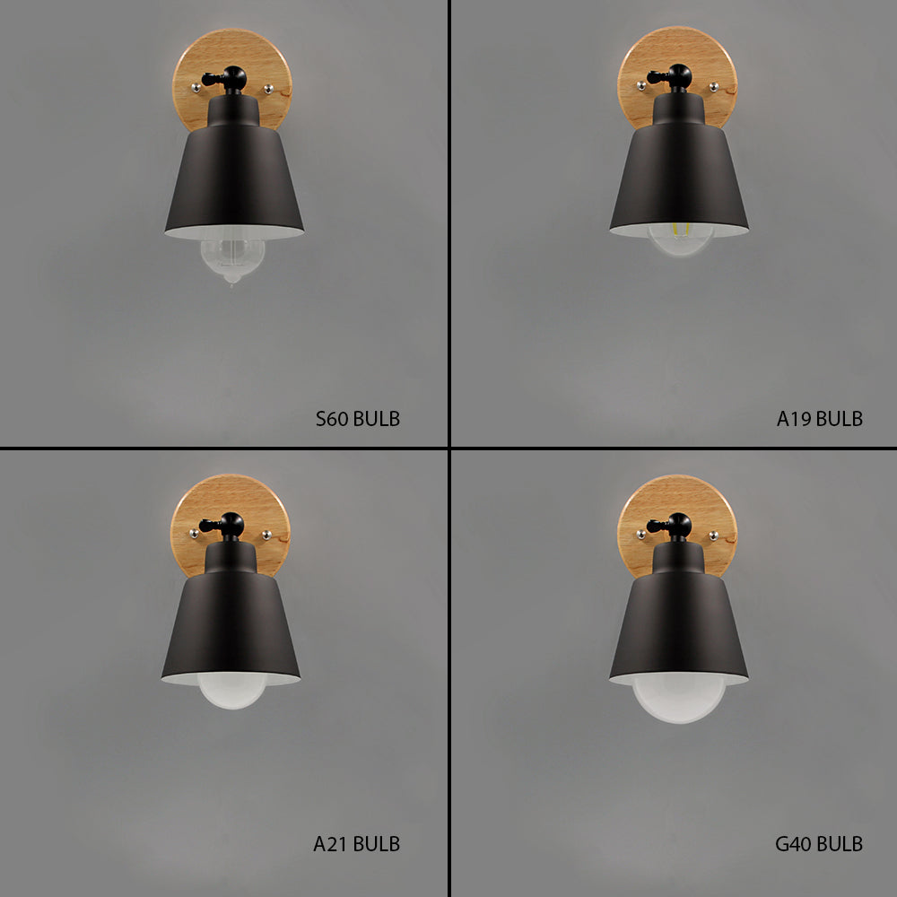 Rotating Wall Sconce in Wood and Metal Black
