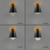 Rotating Wall Sconce in Wood and Metal Black