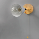 Rotating Cone Shape Wall Sconce in Wood and Metal Grey with pull chain switch