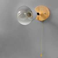 Rotating Cone Shape Wall Sconce in Wood and Metal Grey with pull chain switch