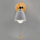Rotating Cone Shape Wall Sconce in Wood and Metal Grey with pull chain switch