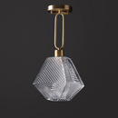 Textured Diamond Gold Glass Iron Elegant Ceiling Hanging Pendant Light