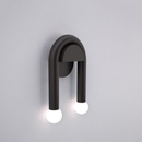 arched round metal double light black wall sconce