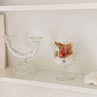 double pillar half arch glass candleholder