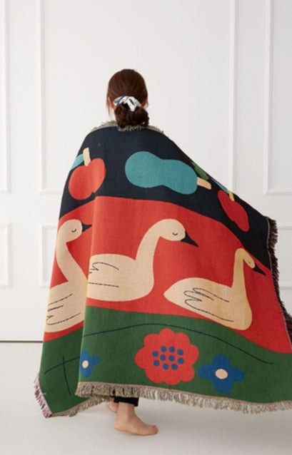 Ducks in Pasture Abstract Tapestry & Throw Blanket-Letifly Lights and Decor