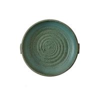 round ceramic vintage aged green dinner dish plate