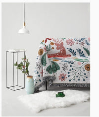 Large Rectangle Floral Fringed Throw Blanket