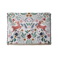 Large Rectangle Floral Fringed Throw Blanket