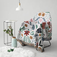 Large Rectangle Floral Fringed Throw Blanket