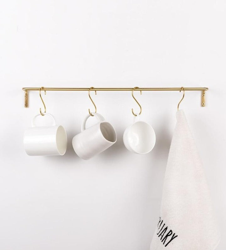 Gold Tone Metal Wall Rail Minimalist Design
