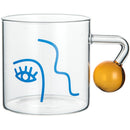 Round Transparent Glass Face Silhouette Breakfast Mug