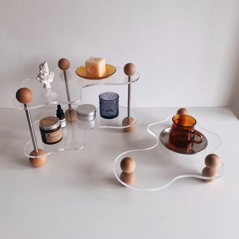 Float Acrylic & Wood Tray Organizer Stand-Letifly Lights and Decor